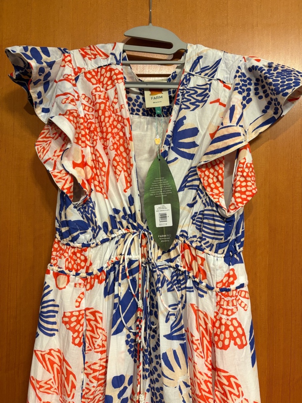 FARM Rio Printed Ruffle Sleeve V-Neck Dress - Picture 4 of 6